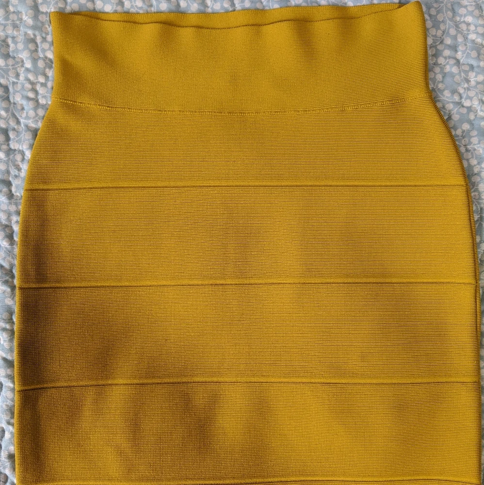 BCBGMaxazria Simone Bandage Bodycon Skirt Yellow
